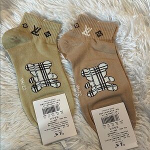 Stylish Patterned Socks - Olive and Tan